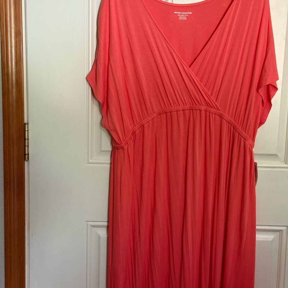 Amazon Essentials Orange Pink Maxi Sundress size XXL NWT